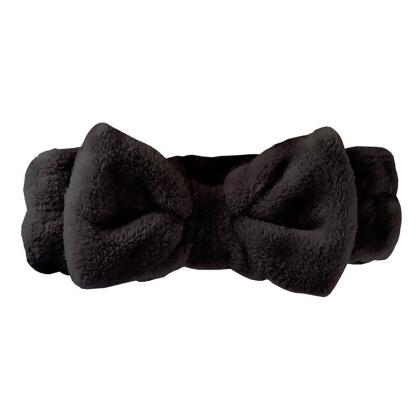 Bella Apparel HB-BB Plush Bow Spa Headband, Black 