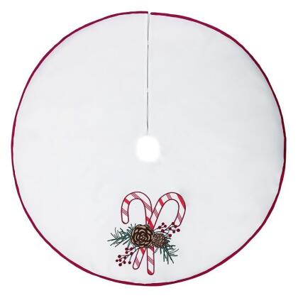 Celebrations 9095945 Home Candy Cane Tree Skirt, White - Pack of 4 