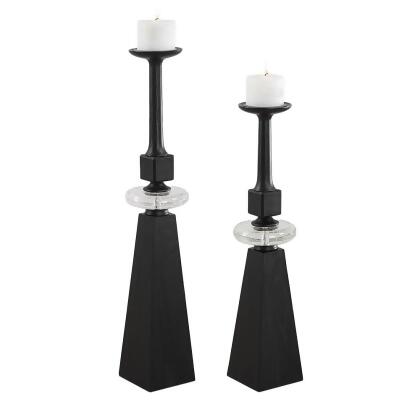 Uttermost 18231 Ebon Glow Floor Candleholders - Set of 2 