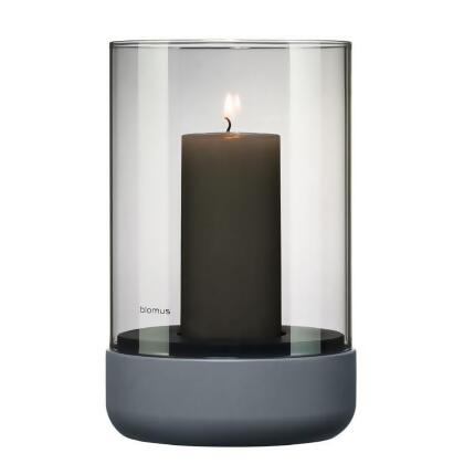 Blomus 66230 Calma Medium Hurricane Lamp Candle Holders with Candle Steel Grey 
