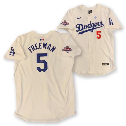 Powers Collectibles 114185482 Freddie Freeman Autographed Los Angeles Dodgers 2024 World Series Signed Nike Elite Authentic White Baseball Jersey - MLB Hologram COA 