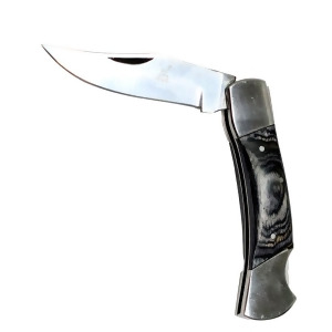 Theboneedge 13837 7 in. Classic Folding Knife - Parkwood Handle with Sheath - Black - All