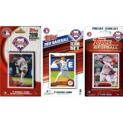 C & I Collectables PHILS312TS MLB Philadelphia Phillies 3 Different Licensed Trading Card Team Sets 