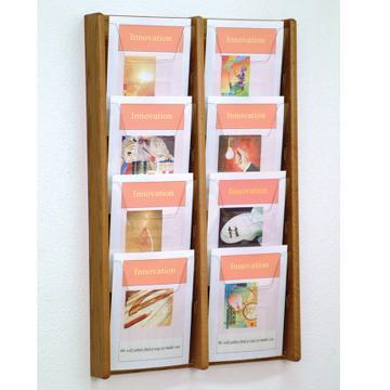 Wooden Mallet AC34-8MO Stance 8 Pocket Wall Display in Medium Oak - 2Wx4H 
