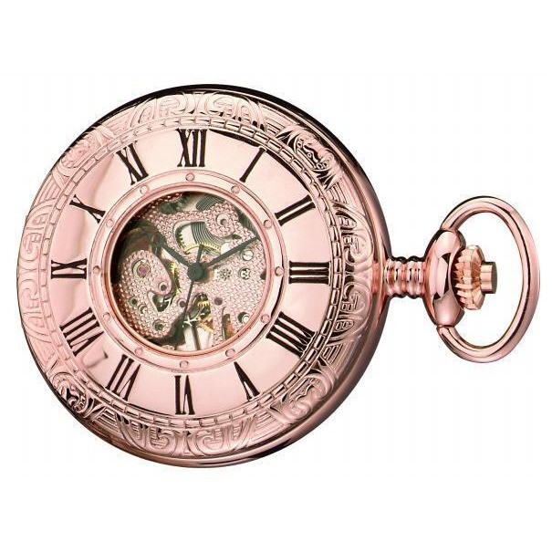 Charles-Hubert- Paris Brass Rose Gold-Plated Mechanical Hunter Case Pocket Watch #3806