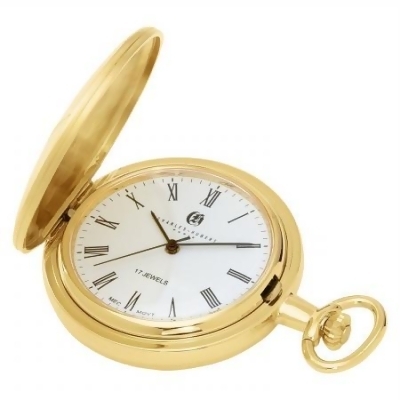 Charles-Hubert- Paris 3840 Gold-Plated Mechanical Pocket Watch with Roman Numerals and Plated Combination 