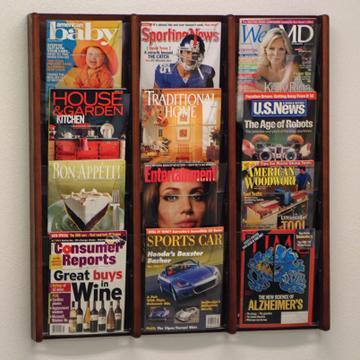 Wooden Mallet AC34-12MH Stance 12 Pocket Wall Display in Mahogany - 3Wx4H 