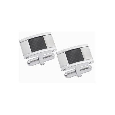 Visol VCUFF708 Orion Carbon Fiber Brushed Stainless Steel Cufflinks 