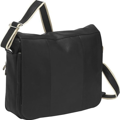 Piel Leather 2813-BLK Expandable Messenger Bag - Black 