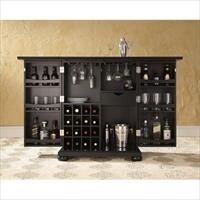 Crosley Furniture KF40001ABK Alexandria Expandable Bar Cabinet in Black Finish 