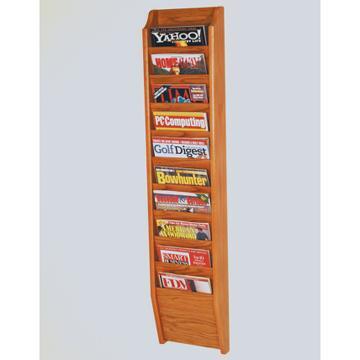 Wooden Mallet MR48-10MO Cascade 10 Pocket Magazine Rack in Medium Oak 