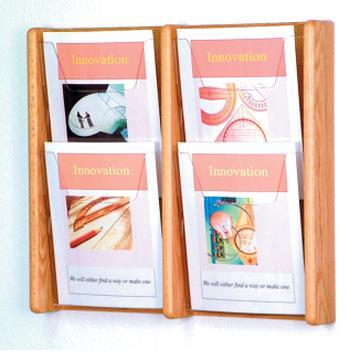 Wooden Mallet AC19-4LO Stance 4 Pocket Wall Display in Light Oak - 2Wx2H 