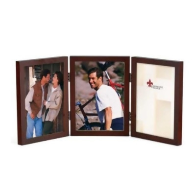 Lawrence Frames 755646T Lawrence Frames 4x6 Hinged Triple Walnut Wood Picture Frame - Gallery Collection 