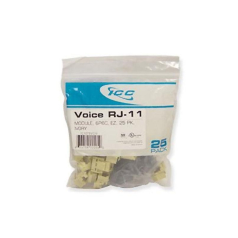 ICC CAT3JK6PKIV IC1076VCIV - 25PK Cat3 Jck 6Con. - Ivory