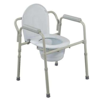 Drive Medical Folding Steel Bedside Commode, 1 ea - The Drive Medical Folding Steel Bedside Commode easily opens and folds, and will fold flat for convenient storage and transportation. The easy to use snap buttons allows this commode to open and fold in seconds. The durable plastic snap on seat and...