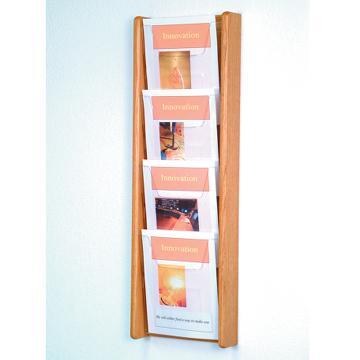 Wooden Mallet AC34-4LO Stance 4 Pocket Wall Display in Light Oak - 4H 