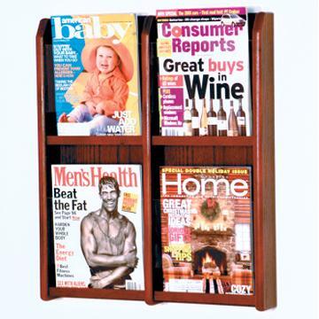 Wooden Mallet MM-4MH Divulge 4 Magazine Wall Display in Mahogany 