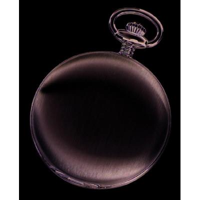 Charles-Hubert- Paris Rhodium Plated Satin-Finish Quartz Hunter Case Pocket Watch #3726 