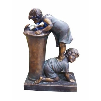 Alpine Corp. GXT472 Boy and Girl Drinking Water Fountain with LED Light 