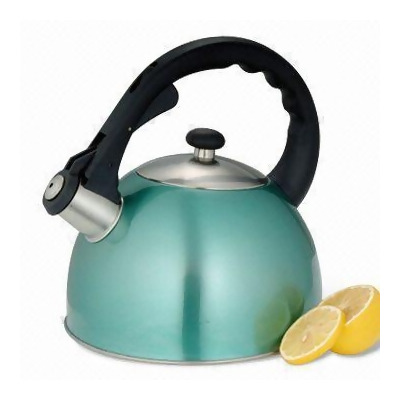 Evco International 77007 Satin Splendor 2.8 Qt Whistling Metallic Aqua Tea Kettle 