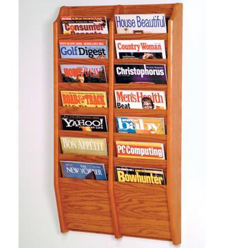 Wooden Mallet MR36-14MO Cascade 14 Pocket Magazine Rack in Medium Oak 