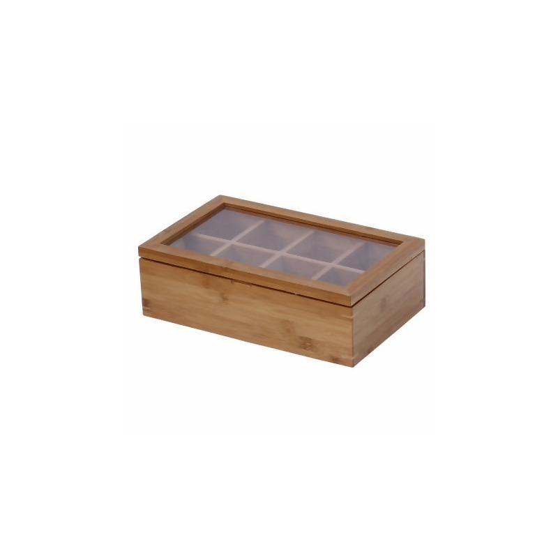 Oceanstar 8-Compartment Bamboo Tea Box with Hinged Lid TB1323 - The Home  Depot