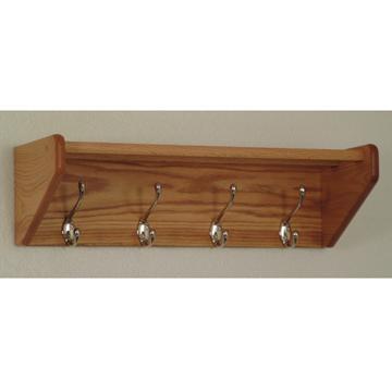 Wooden Mallet 24HCRNLO 4 Hook Shelf in Light Oak - Nickel 