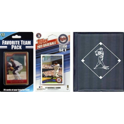 C & I Collectables 2011TWINSTSC MLB Minnesota Twins Licensed 2011 Topps Team Set and Favorite Player Trading Cards Plus Storage Album 