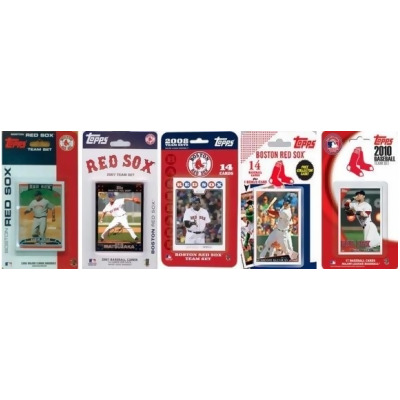 C & I Collectables REDSOX5TS MLB Boston Red Sox 5 Different Licensed Trading Card Team Sets 