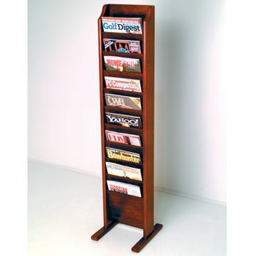 Wooden Mallet MR10-FSMH Cascade Free Standing 10 Pocket Magazine Rack in Mahogany 