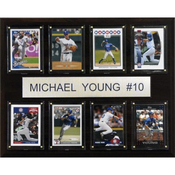 C & I Collectables 1215MYOUNG8C MLB Michael Young Texas Rangers 8 Card Plaque