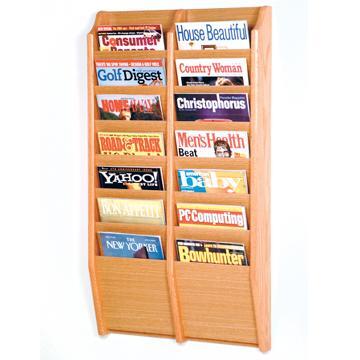 Wooden Mallet MR36-14LO Cascade 14 Pocket Magazine Rack in Light Oak 