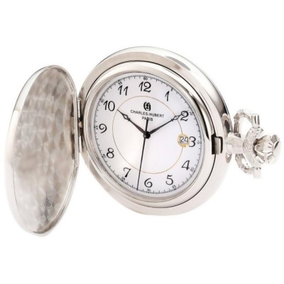Charles-Hubert Paris 3927 Chrome Finish White Dial with Date Pocket Watch 