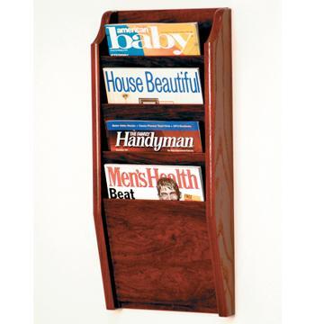Wooden Mallet MR24-4MH Cascade 4 Pocket Magazine Rack in Mahogany 