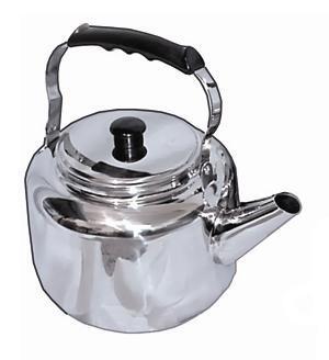 5 1/4 Qt. Stainless Steel Water Kettle Tea Pot This 5 1/4 Qt. Stainless  Steel Water Kettle is 18/10 Stainless Steel The 5 1/4 Qt. Stainless Steel Water  Kettle has a seamless spout and body to prevent leaking.