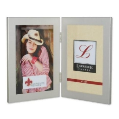 Lawrence Frames 230124 Lawrence Frames Brushed Silver 4x6 Hinged Double Metal Picture Frame 