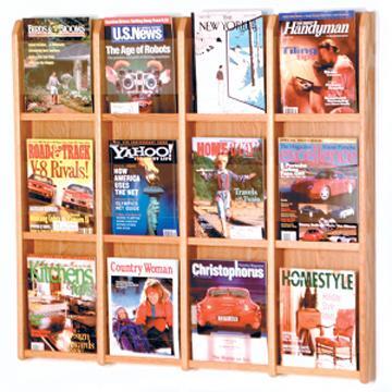Wooden Mallet MM-12LO Divulge 12 Magazine Wall Display in Light Oak 