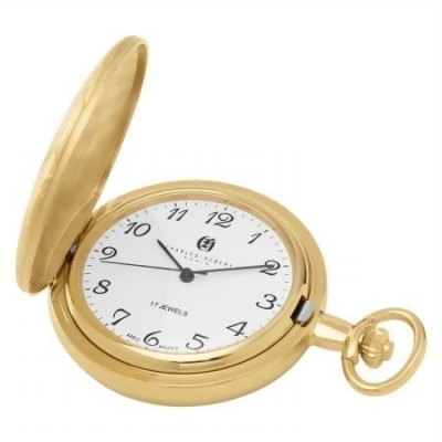 Charles-Hubert- Paris 3841-G Gold-Plated Mechanical Pocket Watch with Arabic Numerals and Plated Matte 