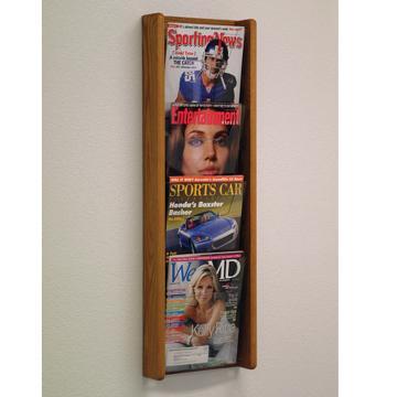 Wooden Mallet AC34-4MO Stance 4 Pocket Wall Display in Medium Oak - 4H 