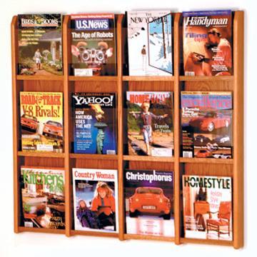 Wooden Mallet MM-12MO Divulge 12 Magazine Wall Display in Medium Oak 