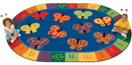 Carpets For Kids 3506 123 ABC Butterfly Fun 6.75 ft. x 9.42 ft. Oval Rug 