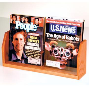 Wooden Mallet MT-2MO Countertop 2 Pocket Magazine Display in Medium Oak 