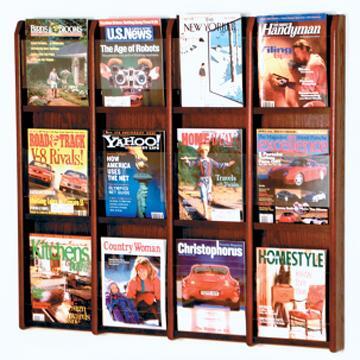 Wooden Mallet MM-12MH Divulge 12 Magazine Wall Display in Mahogany 