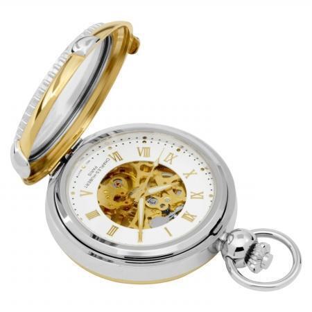 Charles-Hubert- Paris 3846 Two-Tone Mechanical Picture Frame Pocket Watch with Screw-off Bezel