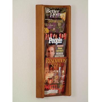 Wooden Mallet AC26-3MO Stance 3 Pocket Wall Display in Medium Oak - 3H 