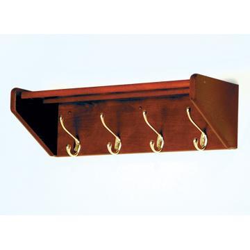 Wooden Mallet 24HCRMH 4 Hook Shelf in Mahogany - Brass 