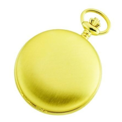 Charles-Hubert- Paris Stainless Steel Gold-Plated Mechanical Double Cover Pocket Watch #3780-G 
