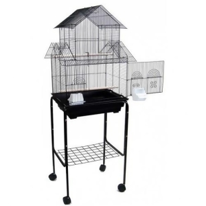 Yml 5844-4814Blk Pagoda Small Bird Cage with Stand in Black - All