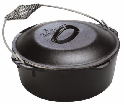 Lodge L8DO3 Dutch Oven with Spiral Bail Handle and Iron Cover