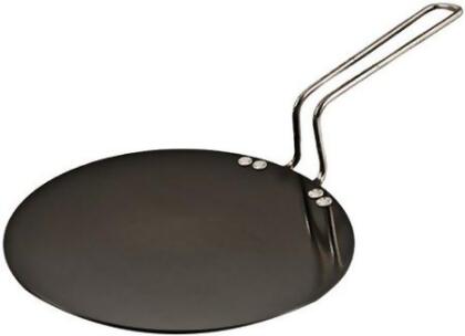 Hawkins L52 Futura Hard Anodised Concave Tava Griddle 10 in. - 4.88mm with Steel Handle 